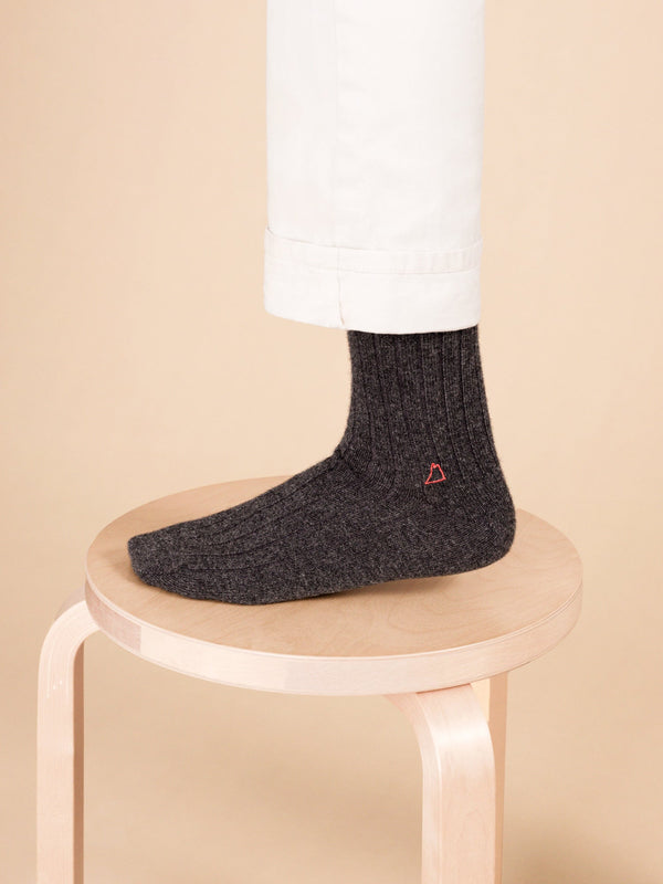Hansel From Basel Roma Cashmere Rib Men's Crew Charcoal