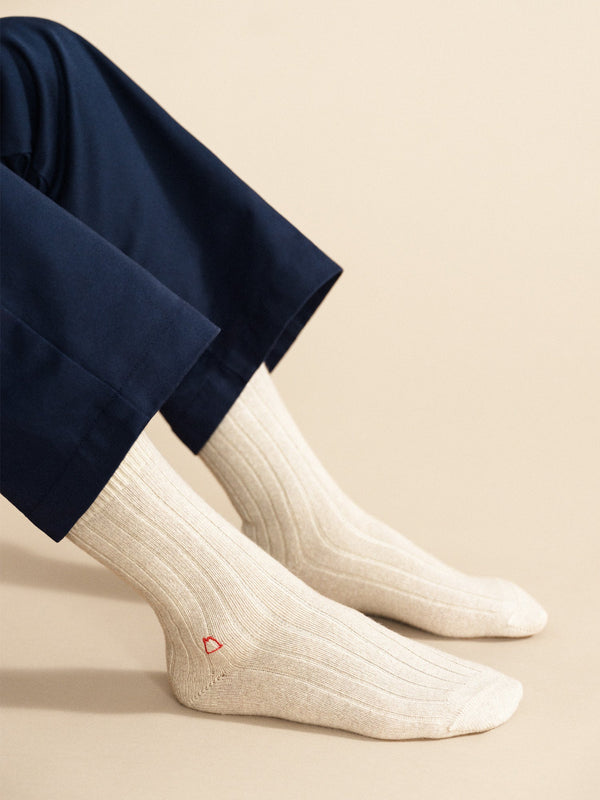 Hansel From Basel Roma Cashmere Rib Men's Crew Oatmeal