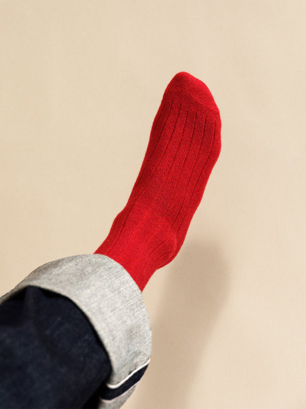Hansel From Basel Roma Cashmere Rib Men's Crew Tomato