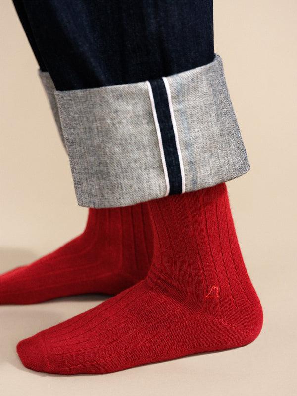Hansel From Basel Roma Cashmere Rib Men's Crew Tomato