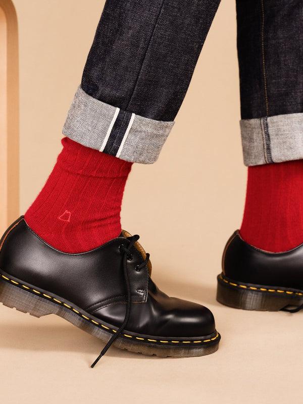Hansel From Basel Roma Cashmere Rib Men's Crew Tomato
