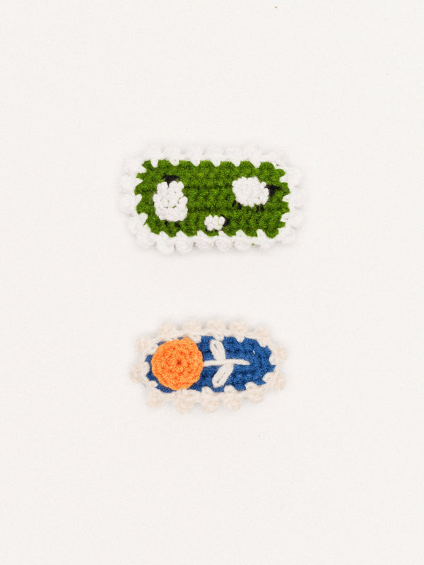 hansel from basel Sheepish Pastures Crochet Hair Clips green