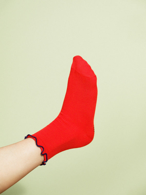 Hansel From Basel Thermal Ruffle Sporty Grip Crew Red