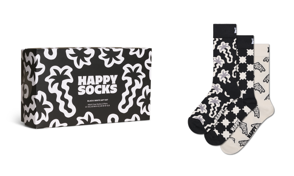 Happy Socks 3-Pack Black And White Socks Gift Set