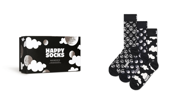 Happy Socks 3-Pack Black And White Socks Gift Set
