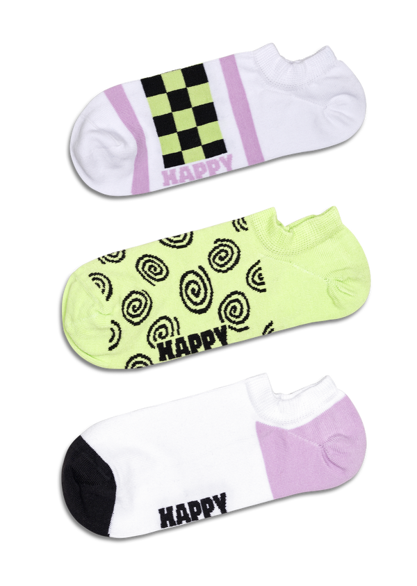 happy socks 3-Pack Checked Stripe No Show Socks
