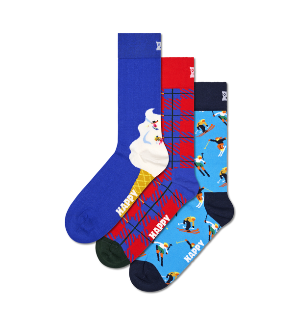 Happy Socks 3-Pack Downhill Skiing Socks Gift Set