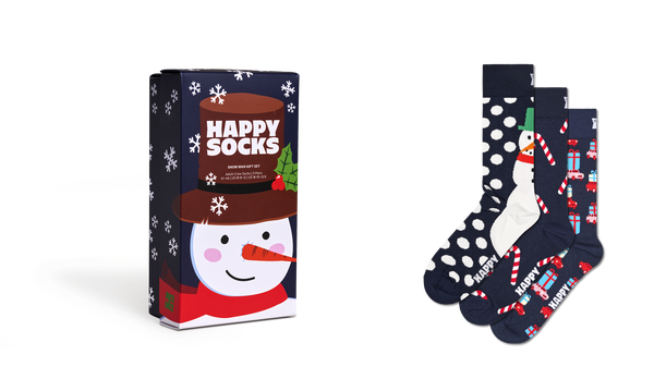 Happy Socks 3-Pack Holiday Navy Socks Gift Set