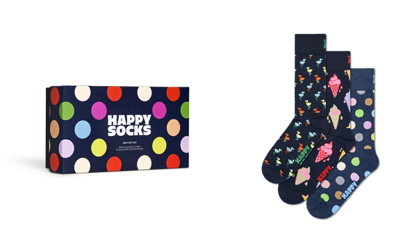 Happy Socks 3-Pack Navy Socks Gift Set