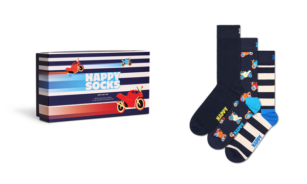 Happy Socks 3-Pack Navy Socks Gift Set