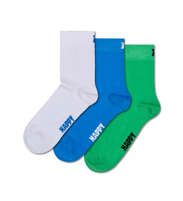 Happy Socks 3-Pack Solid Short Crew Socks