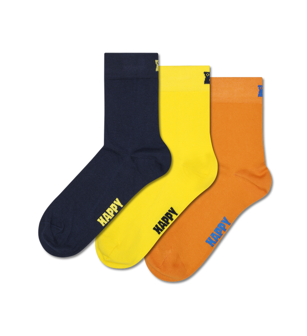 happy socks 3-Pack Solid Short Crew Socks