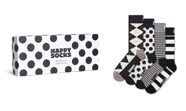 Happy Socks 4-Pack Black And White Socks Gift Set