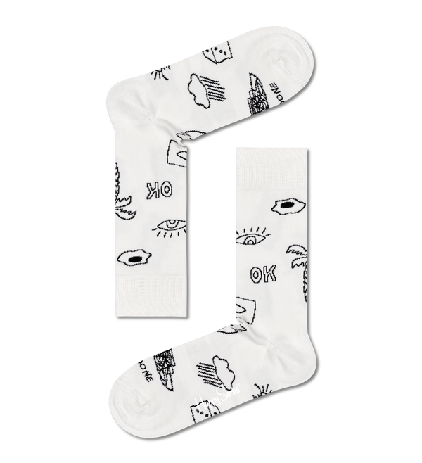 Happy Socks 4-Pack Black & White Socks Gift Set