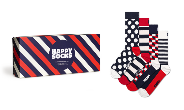 Happy Socks 4-Pack Classic Navy Socks Gift Set
