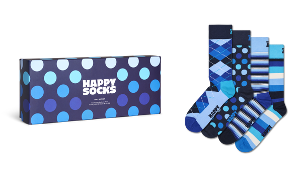 Happy Socks 4-Pack Navy Socks Gift Set