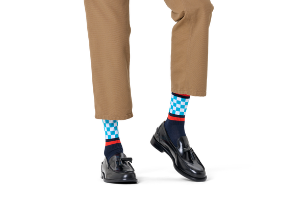 Happy Socks Checked Stripe Sneaker Sock