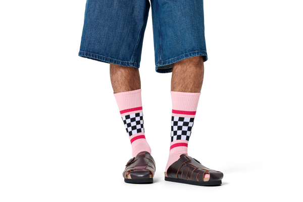 Happy Socks Checked Stripe Sneaker Sock