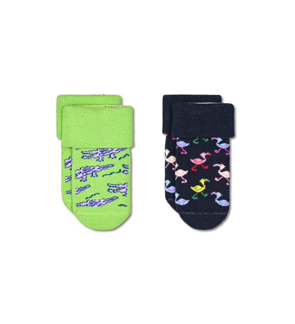 happy socks Kids 2-Pack Animals Baby Terry Socks