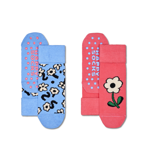 happy socks Kids 2-Pack Flower Anti-Slip Socks