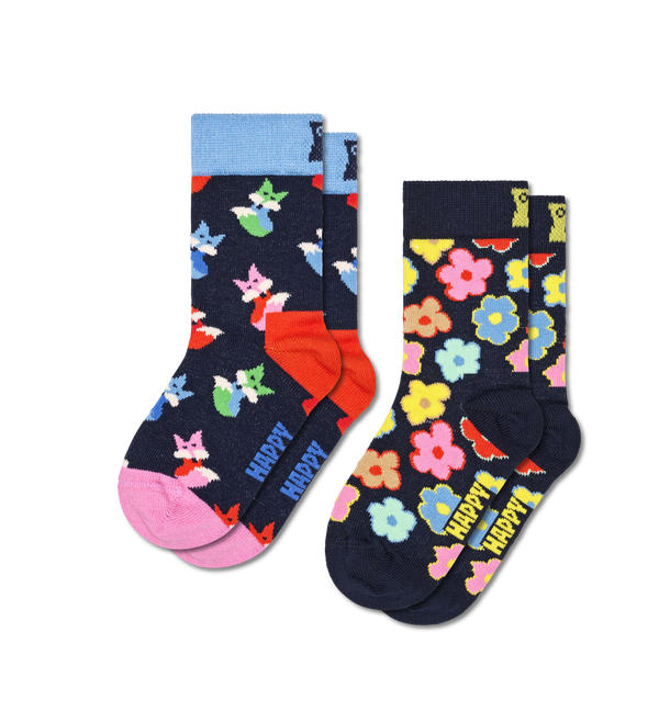 happy socks Kids 2-Pack Fox & Flower Socks