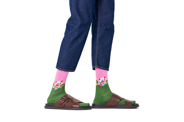 Happy Socks Kitten And Flowers Sock
