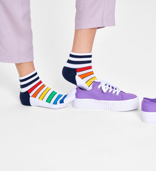 Happy Socks Multi Stripe 1/4 Crew Sock