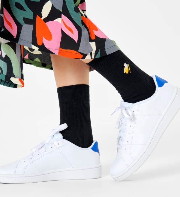 Happy Socks Ribbed Embroidery Banana Break Sock