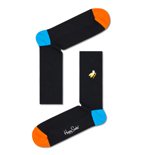happy socks Ribbed Embroidery Banana Break Sock