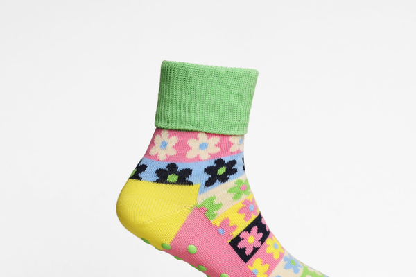 Happy Socks Kids 2-Pack Flower Stripe Anti-Slip Socks