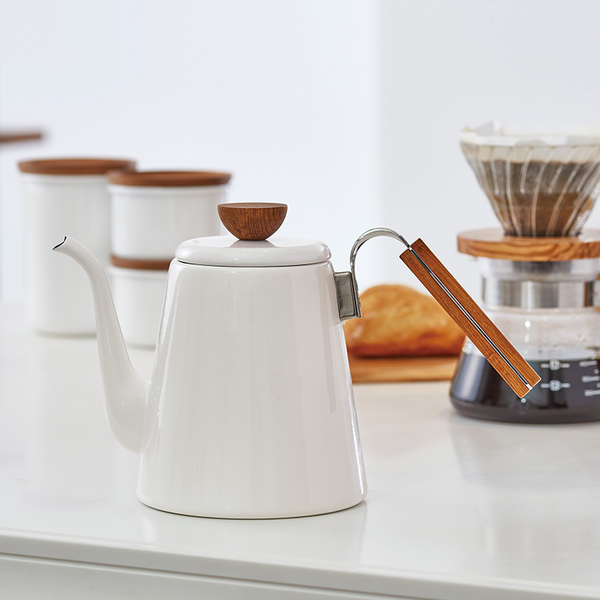 Hario Coffee Pour Over Brewing Kettle Bona 800mL White Enamel