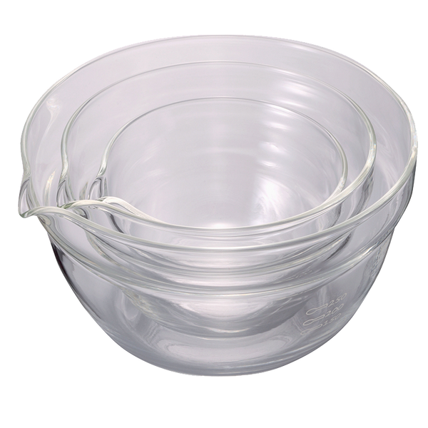 Hario Heatproof Glass Bowls With Spout (Set 3pcs)