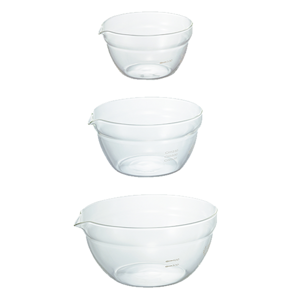 hario Heatproof Glass Bowls with Spout (Set 3pcs)