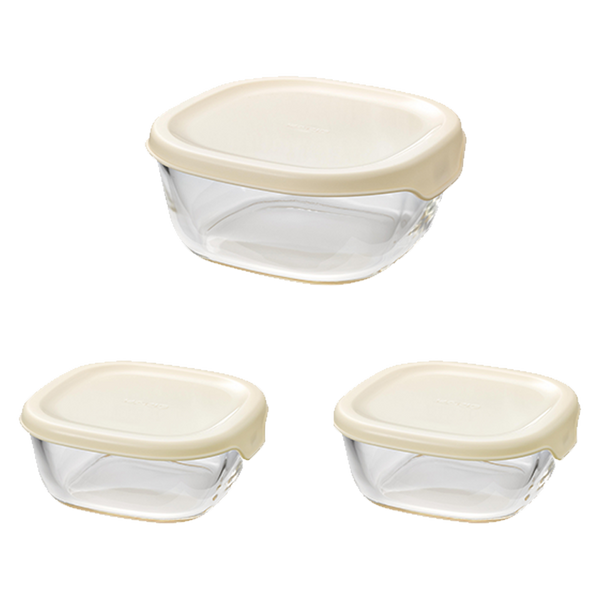 hario Heatproof Glass Container Square 3pcs set