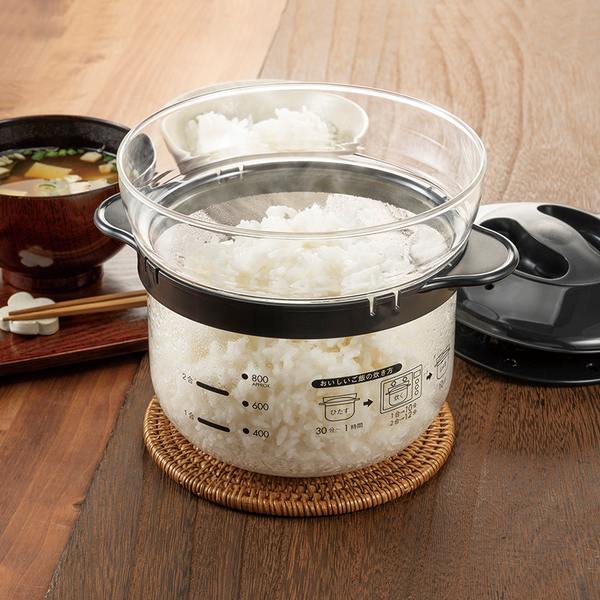 Hario Microwave Glass Rice Cooker Black