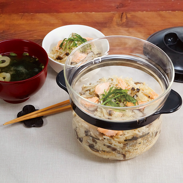 Hario Microwave Glass Rice Cooker Black