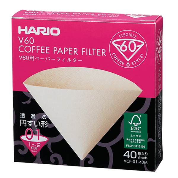 Hario V60 Filter Paper 01/02/03 Size (40 Pcs)