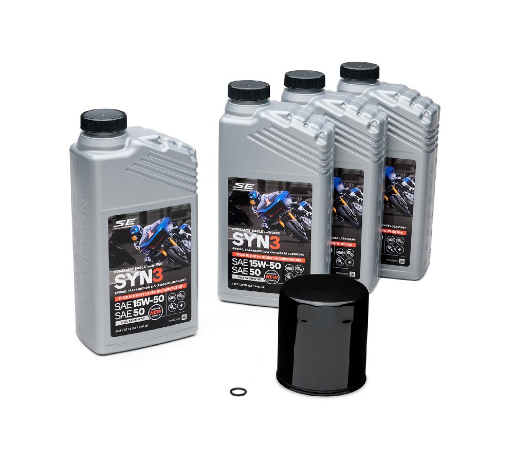 harley 4 Qt. SYN3 Full Synthetic Motorcycle Lubricant Oil Change Kit – Black Filter