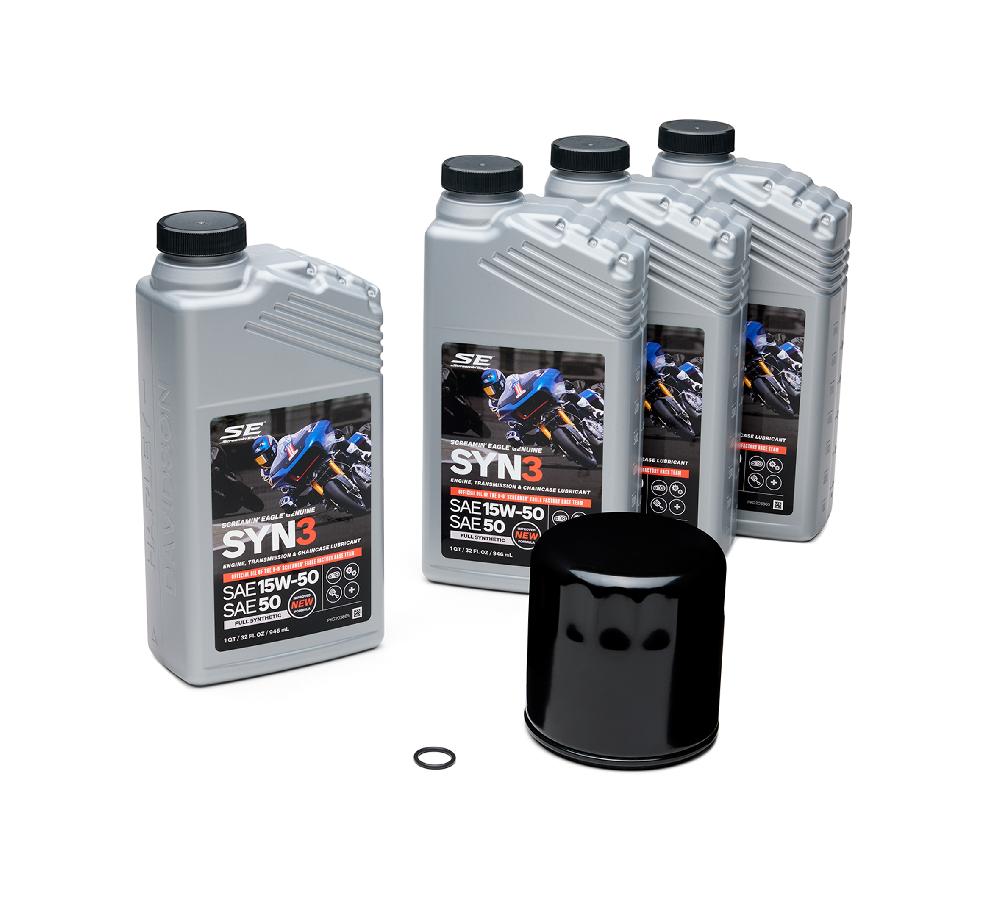 harley 4 Qt. SYN3 Synthetic Motorcycle Lubricant Oil Change Kit