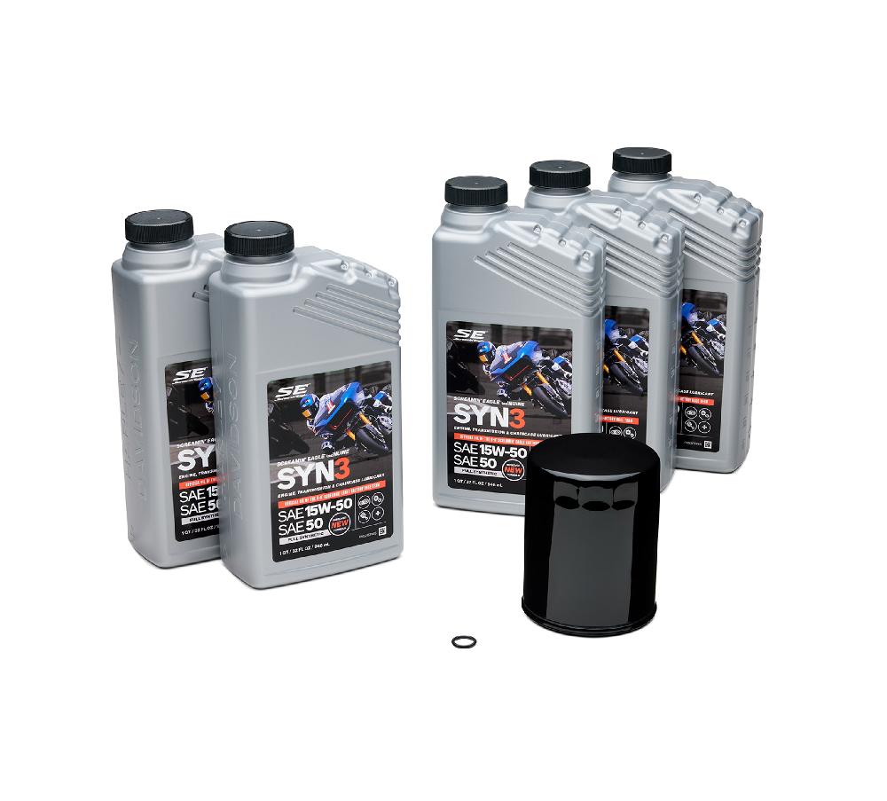 harley 5 Qt. SYN3 Full Synthetic Motorcycle Lubricant Oil Change Kit – Black Filter