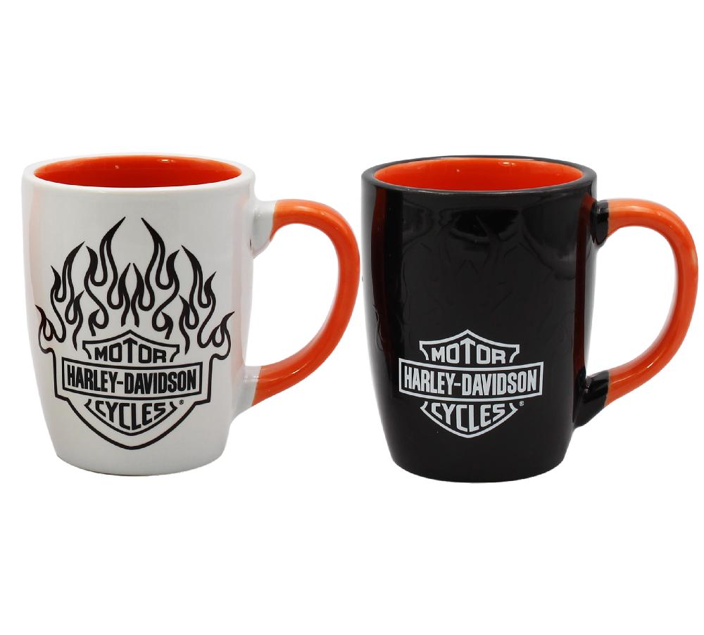 Harley Bar & Shield Flames Color Changing Coffee Mug Set