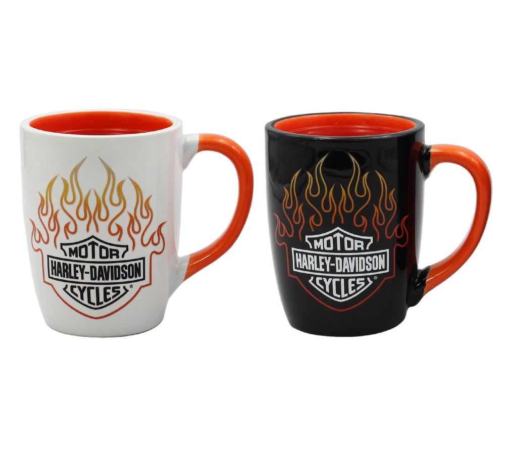 harley Bar & Shield Flames Color Changing Coffee Mug Set