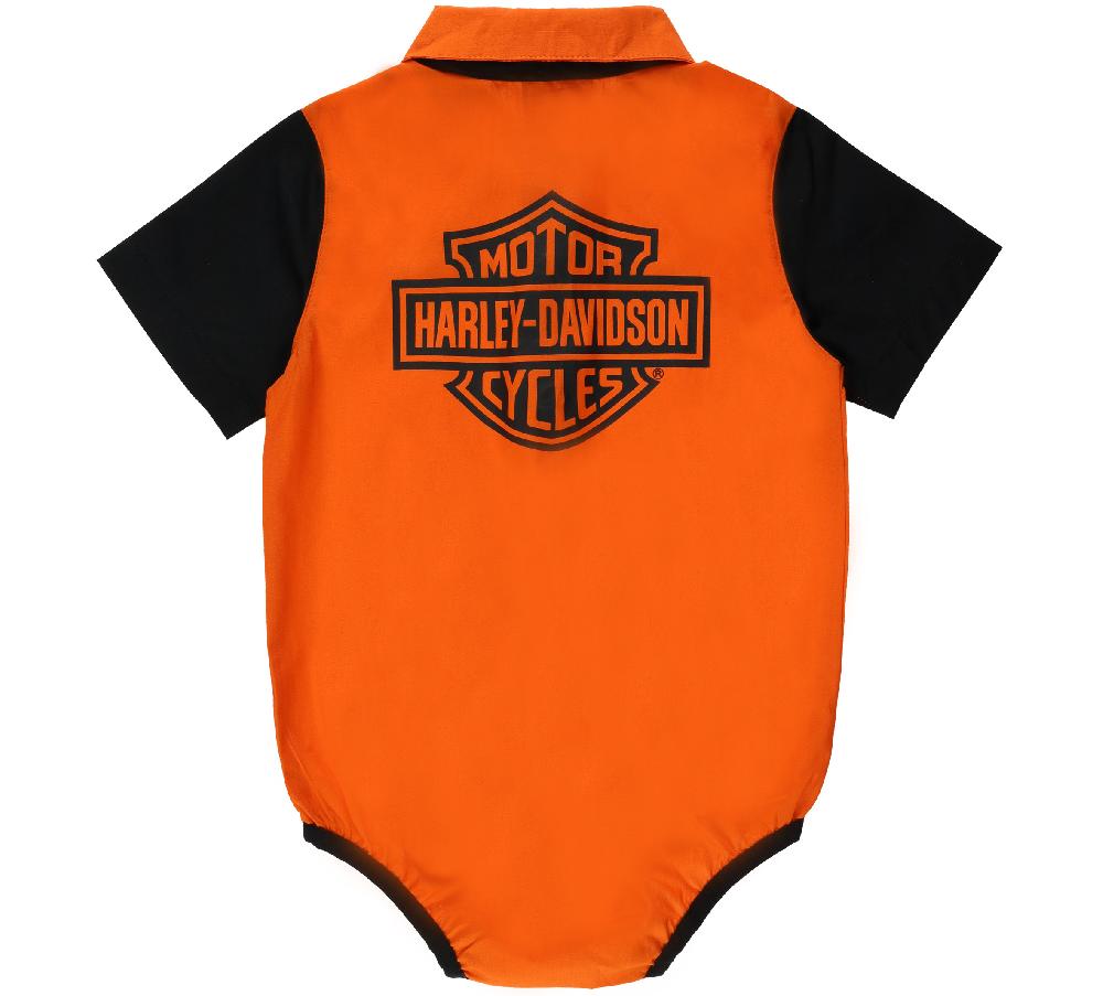 Harley Creeper - Infant Boys Short Sleeve Brushed Poplin