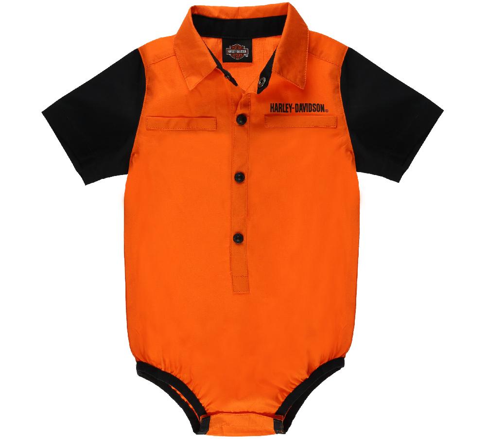 harley Creeper - Infant Boys Short Sleeve Brushed Poplin