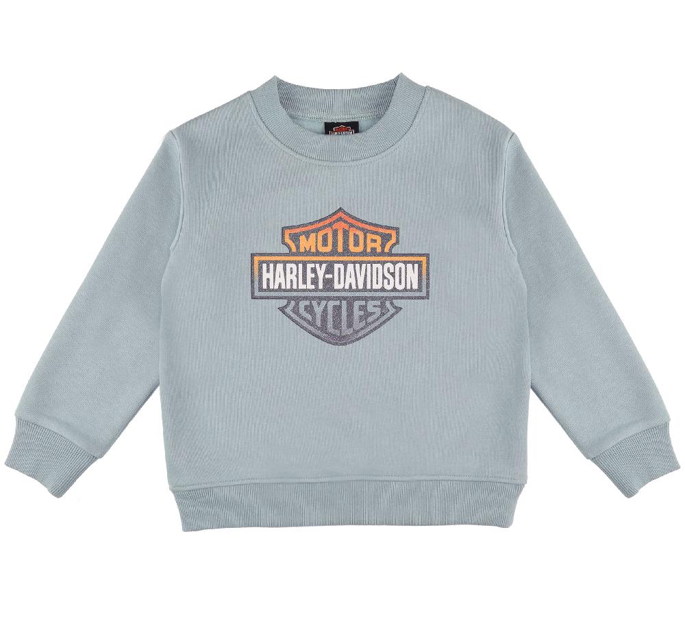 Harley Fleece - Little Girls Bar & Shield Crew Neck Pullover