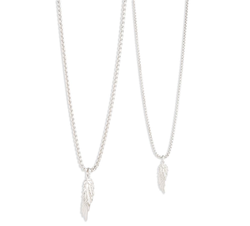 Harley Give One Keep One Sterling Silver Wing Necklace Set