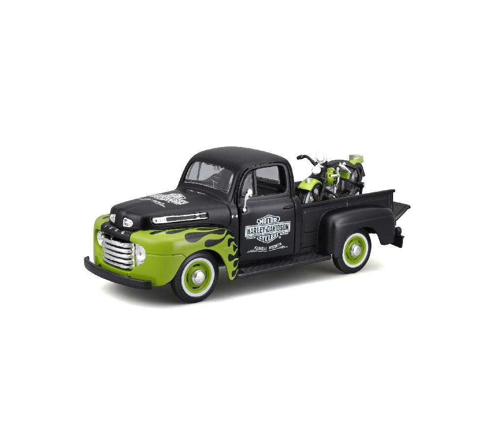 Harley H-D 1:24 Scale Diecast '48 FL Panhead + '48 Ford F-1 Pickup