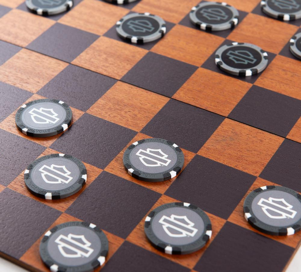 Harley H-D Deluxe 3 In 1 Game Set Four Across / Checkers / Playing Cards