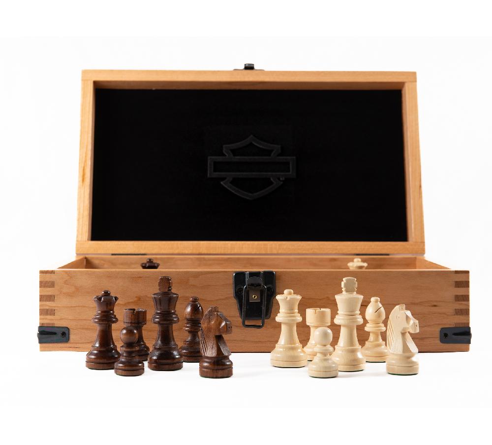 Harley H-D Deluxe 4 In 1 Game Set Chess / Checkers / Backgammon / Playing Cards