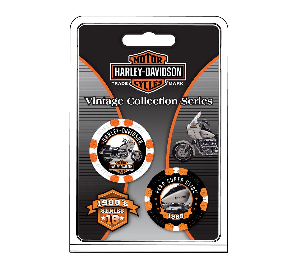 Harley H-D™ Limited Edition Vintage Collection Collectable Poker Chips Series 18 1986 FLSTF Fat Boy®